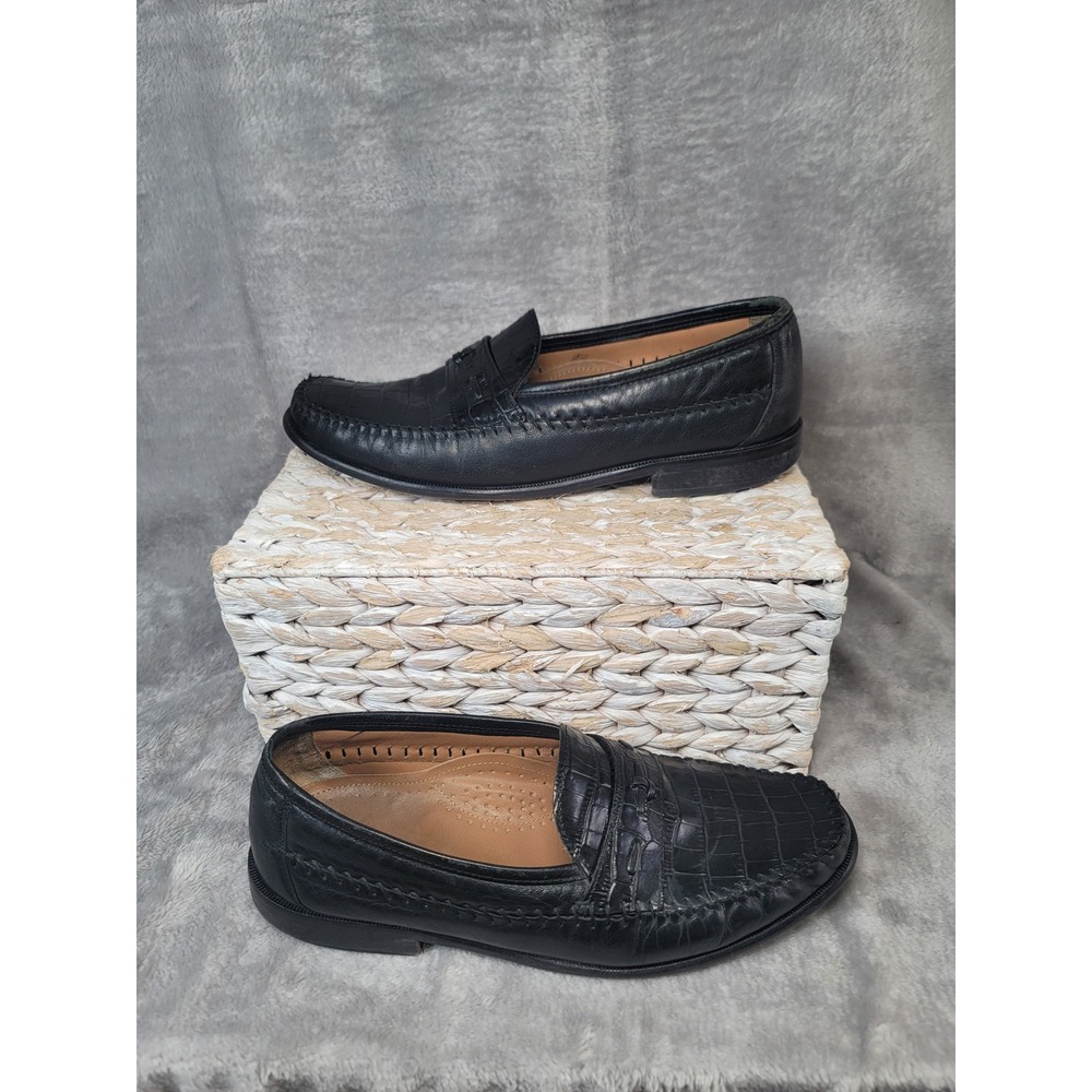 Florsheim Black Crocodile Embossed Leather Penny Loafers Grabdpacore Mens 10D